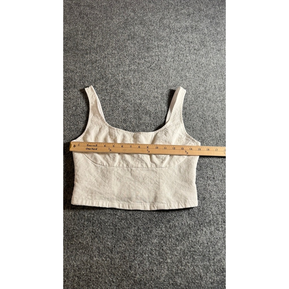Banana Republic White Linen Blend Smocked Back Bustier Crop Top Size 0 - Picture 7 of 10